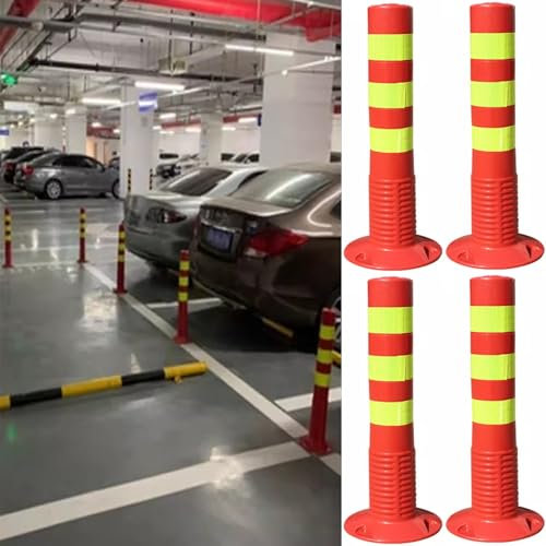 HDYZJQ Warnkegel Verkehrsleitpfosten/Verkehrssicherheitsbarriere Rot Gelb, Flexibler PU-Leitpfosten Permanente, hohe Leitkegel Einfahrtkegel Parkpfosten(H45cm)