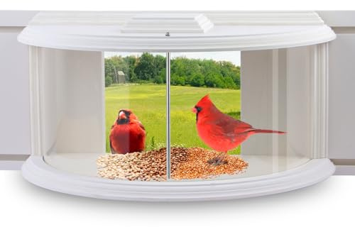 JOYSEUS Fenster-Vogelfutterstation, 180 ° klare Sicht, langlebiger und eleganter Vogelfutterspender im Fenster zum Beobachten von Vögeln – umarmen Sie die Freude des Vogelfutterspenders