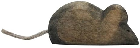 HolzWald - 1637 - Bauernhof, Maus, Holz, Handarbeit, 2,6cm x 5,3cm x 2cm