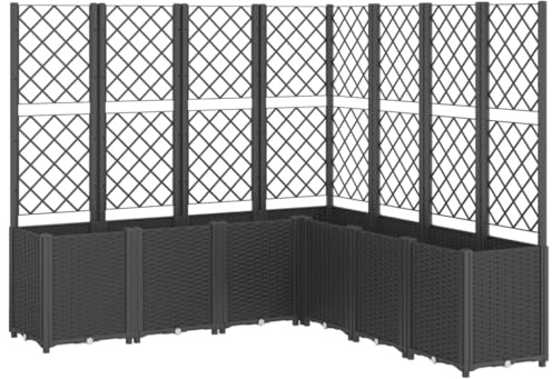 vidaXL Pflanzkübel mit Rankgitter Schwarz 160x160x140 cm PP