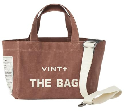 VINT+ Canvas Bag Damen Handtasche – Moderne Schultertasche mit wählbarem Tragegurt – Casual Shopper Tasche ideal für Arbeit, Uni, Schule oder Reise | Wasserabweisend, 100% Baumwolle