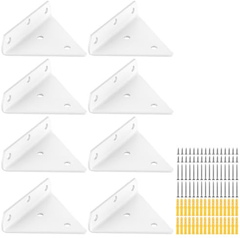 ZOFUN 8 supporti per scaffali sospesi, 8 cm, a forma di triangolo invisibile, colore bianco, supporto da parete nascosto, robusto supporto da parete in metallo per scaffalatura, libreria