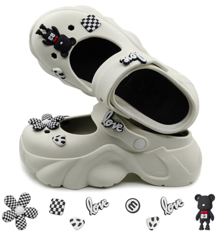 Sunporx Donna Piattaforma Zoccoli Comodi Mary Jane Suola Spessa Zoccoli Estivi Affascinanti Morbidi Esterno Antiscivolo Giardino Spiaggia Sandali Bianco (Accessori) 37/38 EU