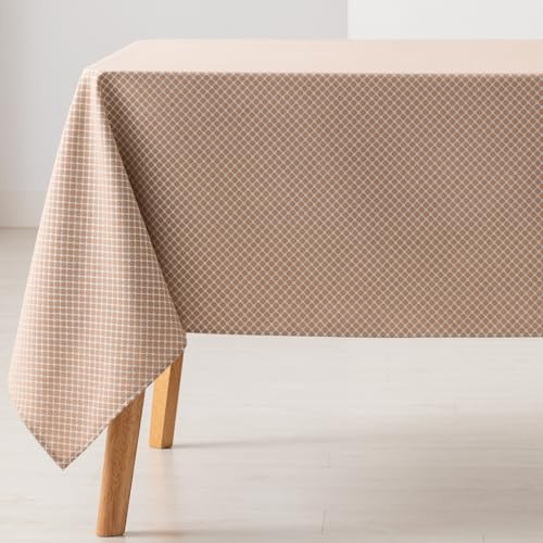 GAMUSI Tovaglia antimacchia tavolo rettangolare a rompi, tinta unita, jacquard, impermeabile, 140 x 240 cm, tessuto al tatto, colore tortora