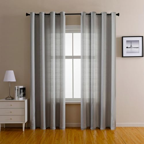 Daesar Vorhänge mit Ösen 2er Set, Gardinen Lichtdurchlässig Grau Nordisch Einfarbig 102x138CM Vorhänge Halbtransparent Wohnzimmer Küche