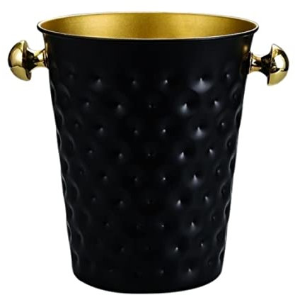 HYKJCSS Cubitera Champanera Cubo De Hielo Martillado Creativo De Acero Inoxidable, Cubo De Champán para Vino, Suministros De Cubitos De Hielo para Hotel Y Hogar Cubiteras para Botellas(Color:Svart)