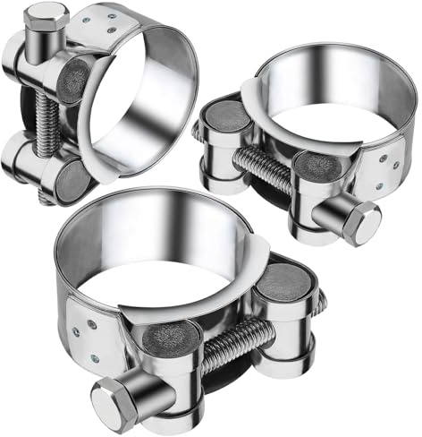 Gelenkbolzenschelle Edelstahl 64-67mm Auspuffrohr Klemme 3 Stück Spannbackenschellen Bandbreite 22mm Auspuffrohr Motorrad Auspuff Schellen für Nutzen am Auspuff Schlauch Wasserrohr Befestigung