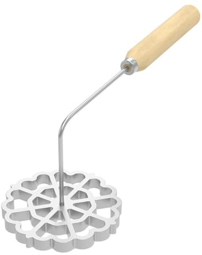 Pcivzxam Moule Bunuelos avec Manche en Bois, Moule à Bunuelos en Aluminium, Fabricant de Rosettes Détachables, Ensemble de Fer à Timbales 1 Pièce