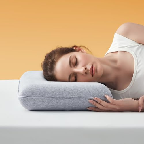 Sonive Cuscino in memory foam da 70 x 36 x 6 cm, con federa in fibre di bambù e poliestere rimovibile e lavabile, cuscino ergonomico per cervicale, allevia il dolore al collo, grigio