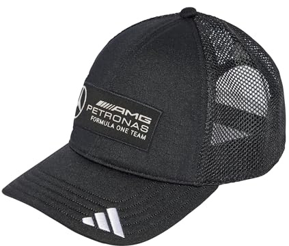 adidas Unisex Mercedes - AMG Petronas Formula ONE Team Snapback Logo Trucker Cap, Black/White, M