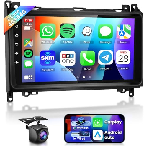 8 CORE 4G+64G Android 13 bilradio för Mercedes Benz W906 Sprinter W169 W245 W639 Vito Viano, 9 tum 1 280 x 720P HD IPS-pekskärm med DSP Carplay Android Auto GPS Wi-Fi BT FM RDS radiokamera