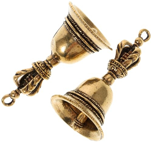 Gatuida Messingglocke Statuen 2 Stück Retro Bell Figuren Schlüsselanhänger Anhänger Für Schlüsselbund Handtasche Wand Garten Miniaturgarten Mikrogarten Dekoration Mit Klaren Klang
