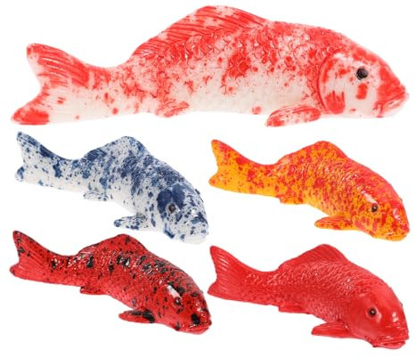 DOITOOL Pesci realistici decorativi: 5 pezzi di pesci artificiali per laghetto, acquario, decorazione fai da te, ornamento per acquario