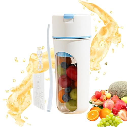 JIEBWCHA Shaker Bottle Mélangeur électrique, mixeur portatif personnel multifonction, multifonctionnel rechargeable bouteille 480 ml pour smoothies fruits sport maison voyage randonnée préparation