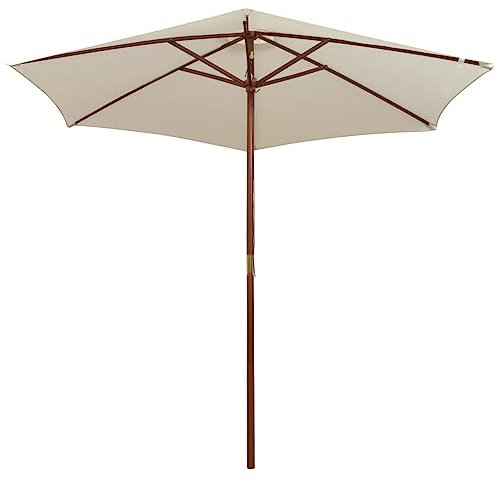 Eleganz Parasol de 270 x 270 cm avec barre en bois dur, blanc crème, parfait pour le jardin, la terrasse et le balcon, robuste et durable, protection solaire idéale pour les familles