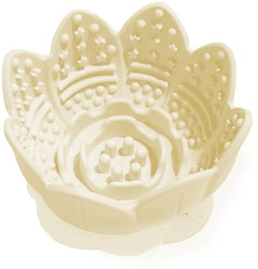 AVYDIIF Anti-Schling Hundenapf, Silikon Slow Feeder mit Saugnapf, Spülmaschinenfest (Beige, S)
