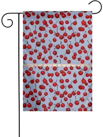 LAABBE Graziosa piccola ciliegia stampata asta bandiera giardino decorazione cortile esterno moda 30,5 x 45,7 cm