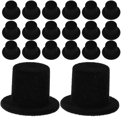Milisten 30 Stück Mini-Zylinder aus schwarzem Samt – Mini-Zylinderhut zum Basteln, Weihnachtsmütze, Schneemann, Puppenmütze für DIY-Projekte, Haustiere, Zauberer, Party, Haardekoration