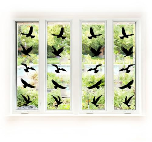 Lumi Zenva® 20 Stück Groß Größe Anti-Kollision Fenster Aufkleber Vogel Form Alarm Vogel Fenster Aufkleber zur Verhinderung von Personen und Vogelschlägen auf Fensterglas