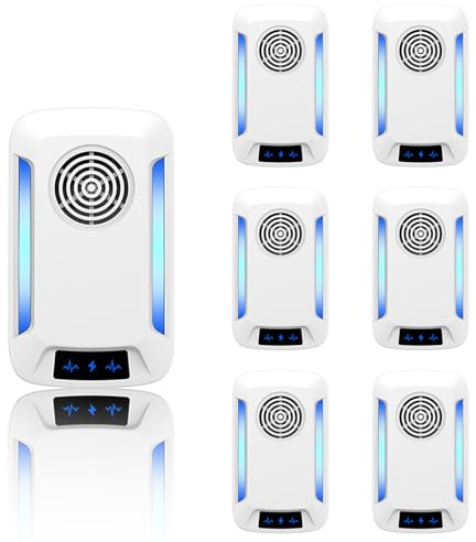Ultrasuoni per Topi 6 Pack, Repellente Elettrico ad Ultrasuoni 2025 Aggiornato per Interni Casa, Scaccia Zanzare, Topi, Scarafaggi, Ragni, Formiche, Roditori, Insetti Volanti(Bianco)Edition