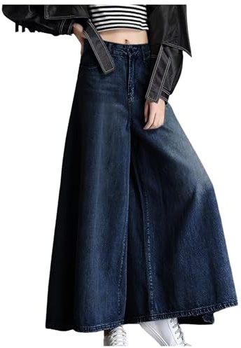 Generisch Baggy Jeans Femme Jupe en Jean Taille Haute Léger Vintage Culotte Décontracté Confortable Respirant Jupe en Denim Slim Fit Amincissante Simplicité Pantalon en Denim Personnalité Pantalon en