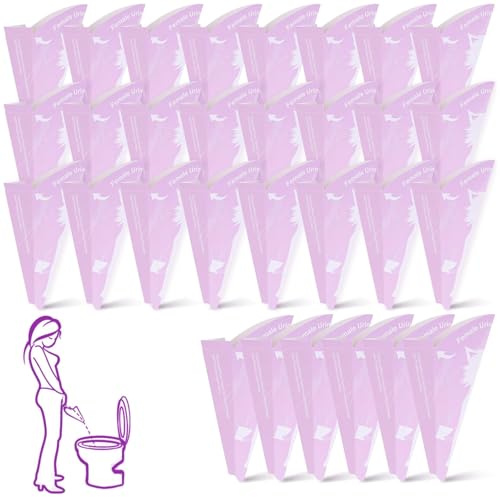 MFCGHXR Urinoir pour Femme Pliable – Urinoir Jetable et Portable pour Femme, Pipi Debout Pratique en Voyage, Randonnée, Camping – Lot de 30