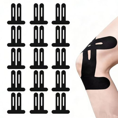 15 Stück Schwarz Precut Kinesiotapes Knie,Knie Tape Vorgeschnitten, Halt Und Schutz Für Knie,Mit Trage Komfort,Wasserfestes Elastisches
