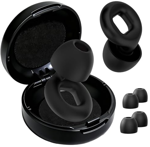 Tapones Para Oídos Antirruido, Tapones Oídos para Dormir y Estudiar, Reducción De Ruido, Silicona Flexible Reutilizable, Para Sueño Viaje Concentración, Negro