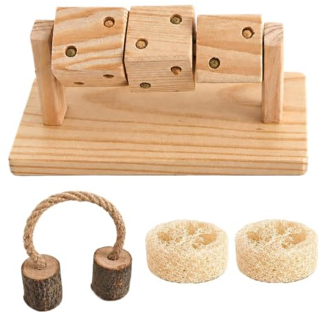 Kauspielzeug-Set für Hamster - Kaninchen Kauspielzeug, 200g Timothy Heu Sticks für Kaninchen, Meerschweinchen, Hamster, Chinchilla, Häschen Leckerli
