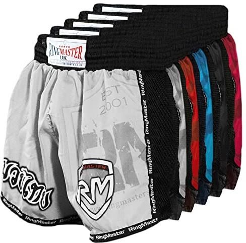 RingMaster Warrior Kickboxing Thai Shorts Training Kick Clothing MMA Martial Arts (White, Small)