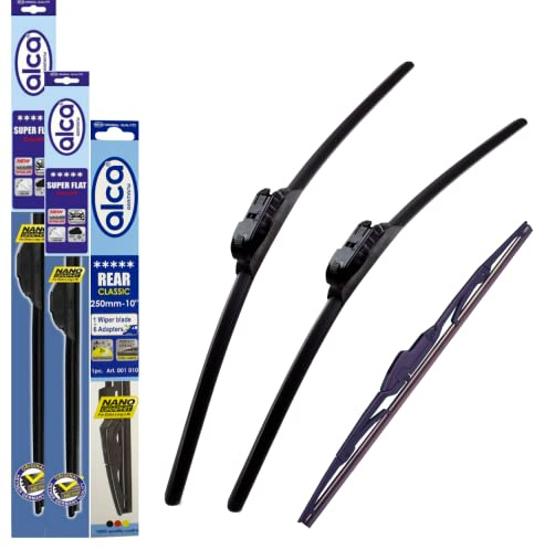 Fits Fiat 500L 2012-Onwards Set of 3 Windscreen Wiper Blades alca Germany Super Flat Front Rear 261512 ASF2615TL12ARC