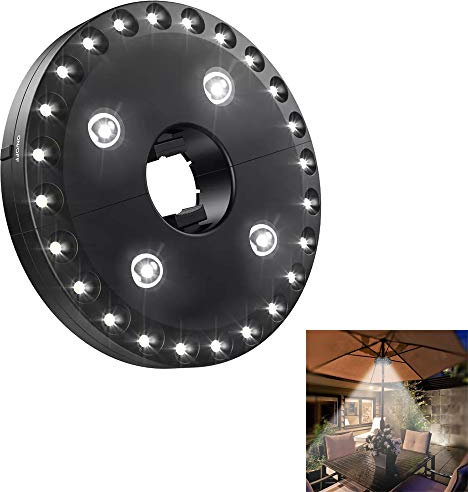 Ombrellone da patio, luci per ombrellone, lampada senza fili, con 24 + 4 LED, tende da campeggio e uso esterno (1)