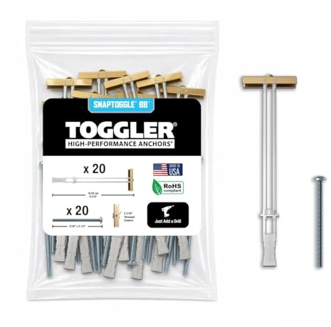 TOGGLER SNAPTOGGLE Drywall Anchor with Included Bolts for 1/4-20 Fastener Size; Holds up to 265 pounds Each in 1/2-in Drywall by TOGGLER (20 Pack)