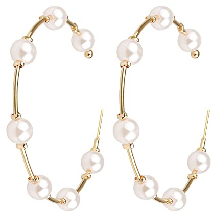 Pearl Hoop Earrings for Women Fashion Hypoallergenic Girls Pearl Earrings Drop Dangle Earrings Jewelry Gifts