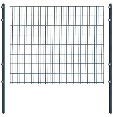 Doppelstabmattenzaun - Komplettset inkl. Pfosten und Montagematerial - Verschiedene Längen und Höhen – Grün oder Anthrazit (L 6 m | H 163 cm | Anthrazit)