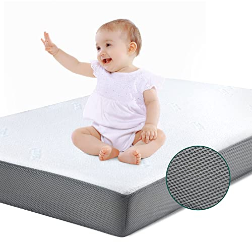 Babelio Breathable Crib Mattress, Tencel Removable Cover, Memory Foam