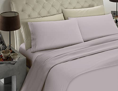 Banzaii Completo Lenzuolo Matrimoniale, Grigio Chiaro 100% Microfibra Made in Italy, Lenzuolo Sopra 240 x 290 cm, Lenzuolo Sotto 160/170 x 190/200 x 25 cm, 2 Federe 52 x 82 cm