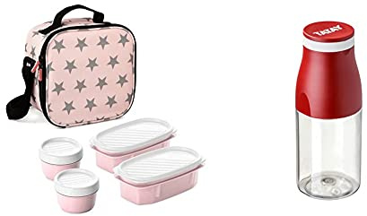 Tatay Urban Food Casual Bolsa Térmica Porta Alimentos, 3 L de Capacidad, Color Rosa + Botella Urban Drink de 400ml, Hermética, de Tritán, Libre de BPA, Resistente a Rotura, Color Burdeos