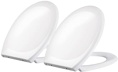 BadeStern WC-Toilettensitze: 2er-Set Universal-WC-Sitze, O-Form, Absenkautomatik (Automatischer Toilettensitz, Toilettensitz mit Absenkautomatik)