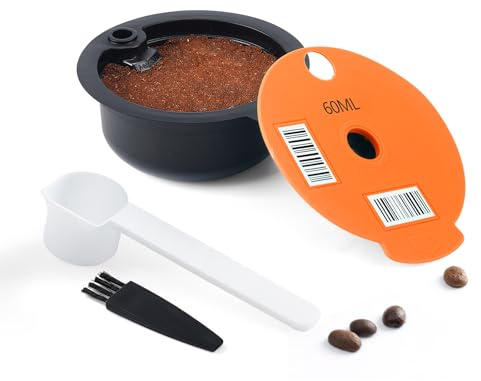 RECAFIMIL Mehrweg-Kaffeekapseln, nachfüllbarer PP-Kunststoff-Pod-Filter für Bosch Tassimo Kaffeemaschinen (60-ml-Kapsel)
