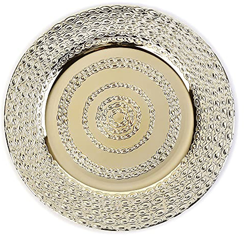 MAGIC Dekoteller Kunststoff 33 cm x 1 Stück Platzteller mit Kettenmuster Prägung Unterteller gold
