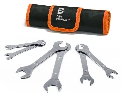 Der Erwachte Super-Thin Open End Wrench Set, SAE, 6-Piece, Including 3/8, 7/16, 1/2, 9/16, 5/8，11/16, 3/4, 13/16, 7/8, 15/16, 1, 1-1/16, Slim Wrench Set with Rolling Pouch