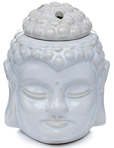 mtb more energy Lámpara aromática Wellness, portavelas de té con diseño de Buda tailandés, color blanco, altura 13 cm, decoración para el hogar