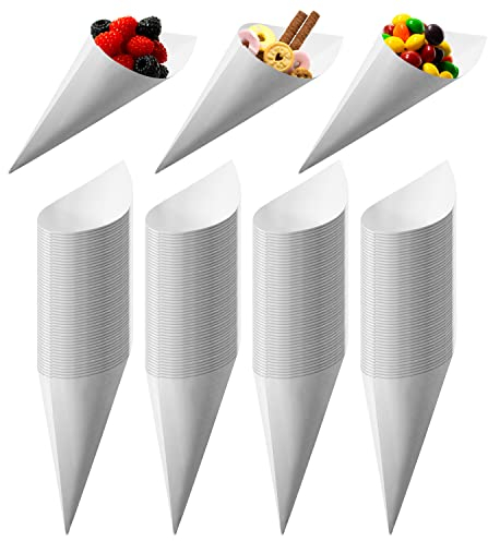 MONTX® 200-Pack Disposable Food Cones | 7 or 6 | Food-Safe Paper Charcuterie Cones for Appetizers, Popcorn, Snacks, Confetti | Alternative to Wood Cones (7 Inch)