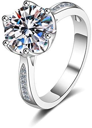 KnBoB Frauen Ring Damen 925 Silber 3ct Moissanit Elegant Hochzeitsringe Eheringe Schmuck Größe 53 (16.9)