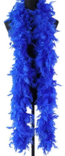 2m Flauschige Federboa,Asudaro Truthahnfedern Flauschige Truthahnfederboas Feder Poncho Kragen Cape Stola Schal Streifen Truthahnfedern für Basteln Weihnachten Fasching Theater Blau