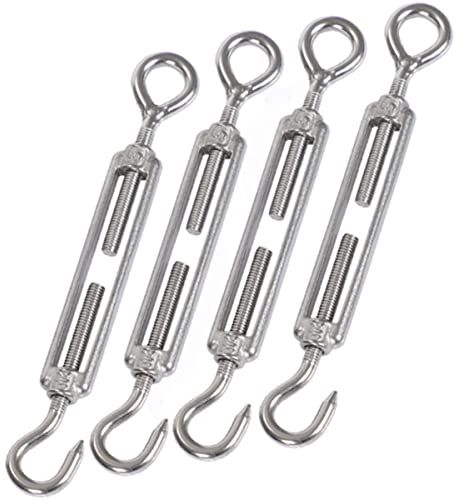 HOUSON 4 Stück M6 Edelstahl Spannschlösser Draht Spanner, verstellbar Spannschloss Haken und Öse für Rankhilfe Edelstahl Seilsystem,Gartendraht,Zaunspanner (M6 OC)