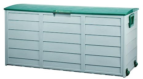 Aufbewahrungsbox for den Außenbereich, 75 Gallonen, Harz-Kunststoff, wasserdichte Terrassen-Aufbewahrungsbox, Organisation mit Rädern for Terrassenmöbel, abschließbare Sitzkissen im Freien, Garten-, B