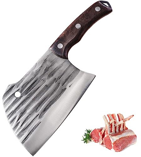 Fubinaty Küchenmesser Handgefertigtes geschmiedetes Messer mit Knochen und hohem Kohlenstoffstahl Kochmesser Full Tang Fleischmesser mit Holzgriff für Haus und Restaurant