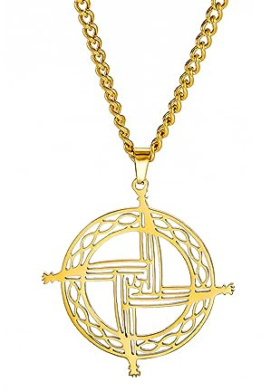 UNIFT Collar con colgante de cruz de Santa Brígida de acero inoxidable irlandés tradicional celta con colgante de cruz de Santa Brígida, joyería religiosa de talismán (dorado)